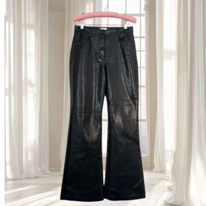 Aritzia Wilfred Black Faux Leather Bootcut Flare Pants Size 6